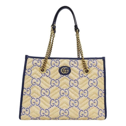 Pre-owned Gucci Cloth Tote In Navy