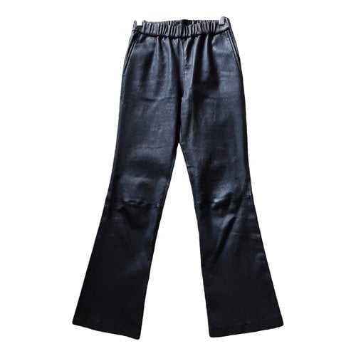 Pre-owned Enes Leather Chino Pants In Black