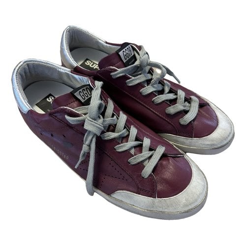 Pre-owned Golden Goose Superstar Leather Trainers In Burgundy