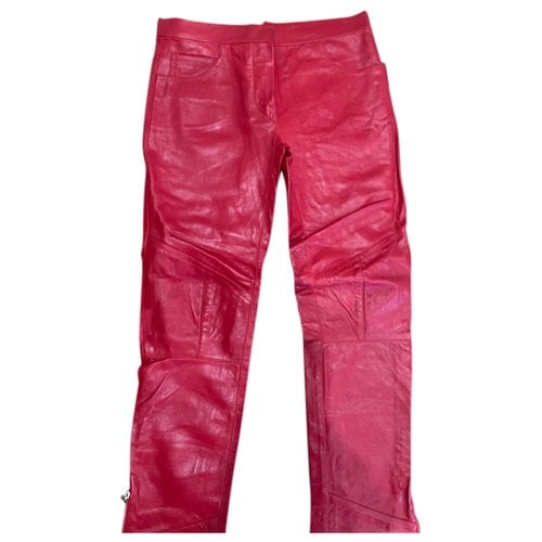 Pre-owned Louis Vuitton Leather Straight Pants In Red