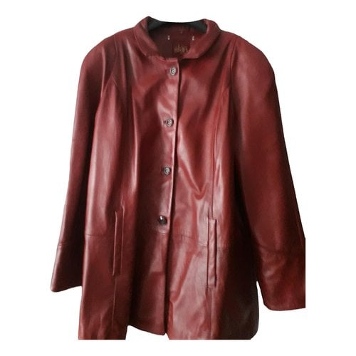 Pre-owned Skin Leather Jacket In Burgundy