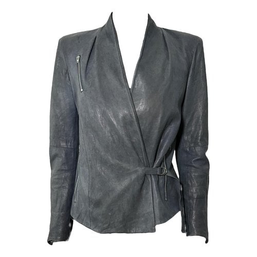 Pre-owned Helmut Lang Leather Jacket In Grey