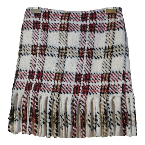 Pre-owned Gina Wool Mid-length Skirt In White