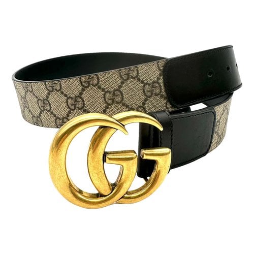 Pre-owned Gucci Gg Buckle Cloth Belt In Camel