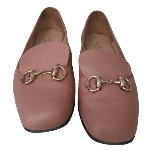 Pre-owned Gucci Brixton Leather Flats In Pink