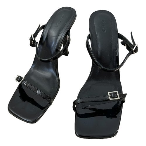 Pre-owned By Far Patent Leather Sandal In Black