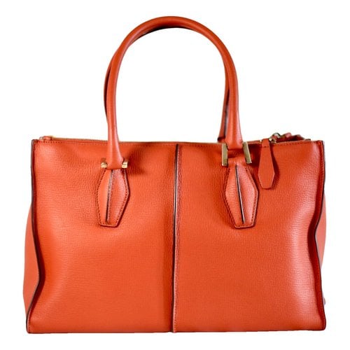 Pre-owned Tod's D Bag Leather Tote In Orange