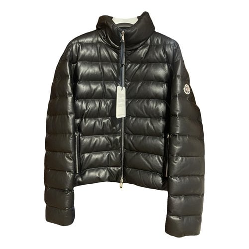 Pre-owned Moncler Classic Leather Jacket In Black