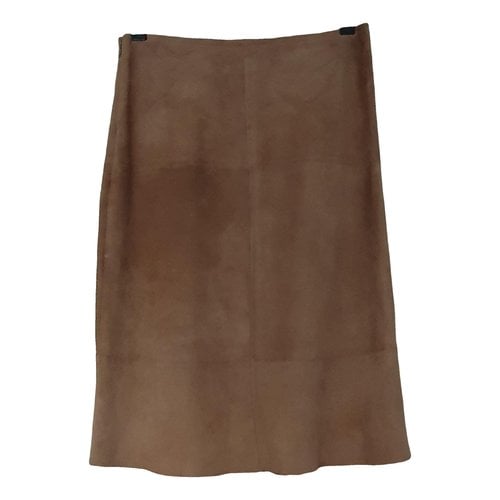 Pre-owned Zadig & Voltaire Fall Winter 2020 Leather Mid-length Skirt In Brown