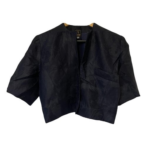 Pre-owned Trussardi Linen Blouse In Navy