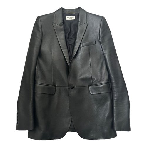 Pre-owned Saint Laurent Leather Suit Jacket In Black