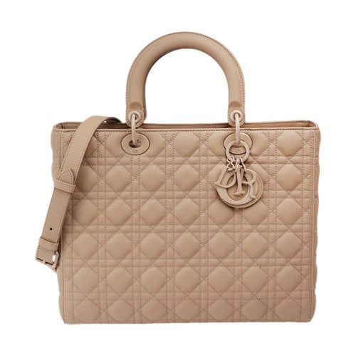 Pre-owned Dior Leather Handbag In Beige