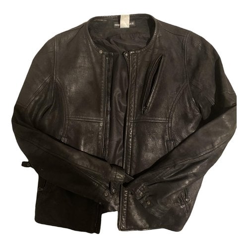 Pre-owned Issey Miyake Leather Jacket In Anthracite