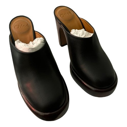 Pre-owned Chloé Leather Mules & Clogs In Black
