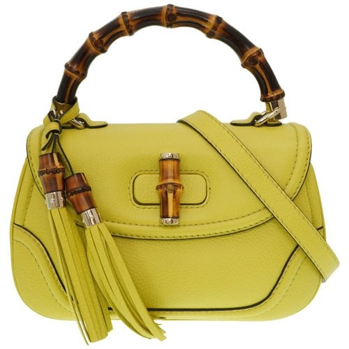 Pre-owned Gucci Leather Handbag In Yellow