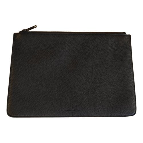 Pre-owned Maison Margiela Leather Clutch Bag In Black