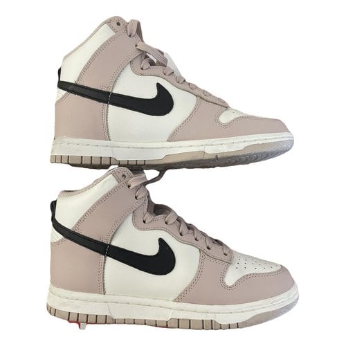 Pre-owned Nike Leather Trainers In Beige