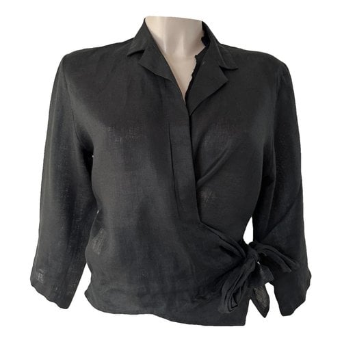 Pre-owned Gran Sasso Linen Blouse In Black