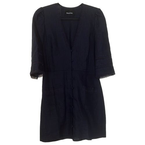 Pre-owned Reformation Linen Mini Dress In Navy
