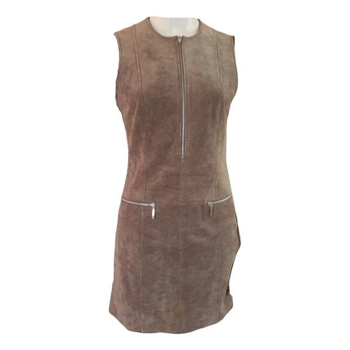 Pre-owned Oakwood Leather Mini Dress In Brown