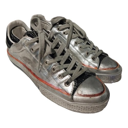 Pre-owned Hidnander Leather Trainers In Silver