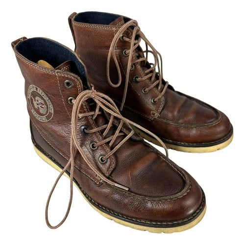 Pre-owned Napapijri Leather Boots In Brown