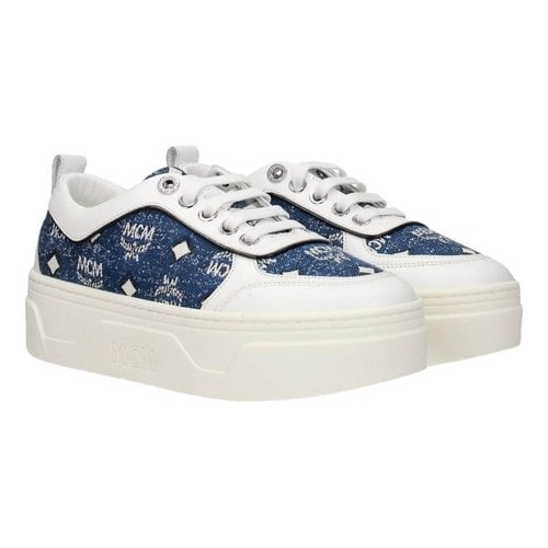 Pre-owned Mcm Cloth Trainers In Blue