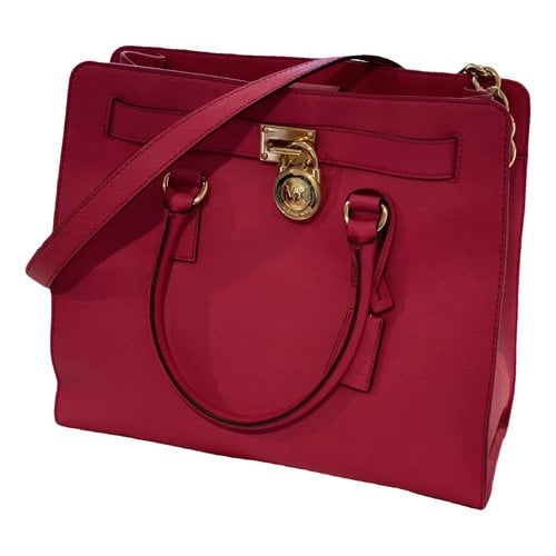Pre-owned Michael Kors Hamilton Leather Handbag In Pink