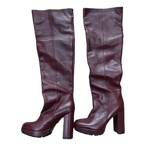 Pre-owned Dorothee Schumacher Leather Boots In Burgundy