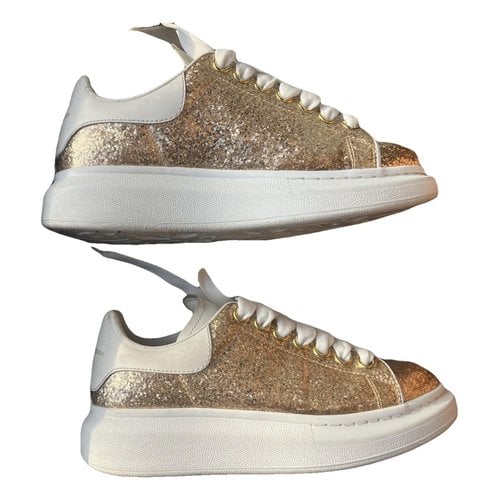Pre-owned Alexander Mcqueen Oversize Leather Trainers In Gold