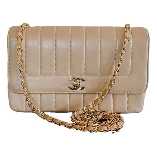 Pre-owned Chanel Timeless/classique Leather Crossbody Bag In Beige