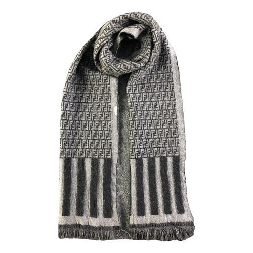 Pre-owned Fendi Wool Scarf & Pocket Square In Grey