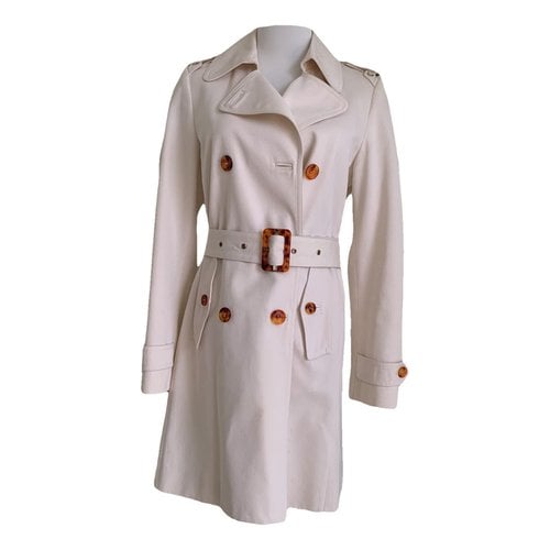 Pre-owned Gucci Trench Coat In White