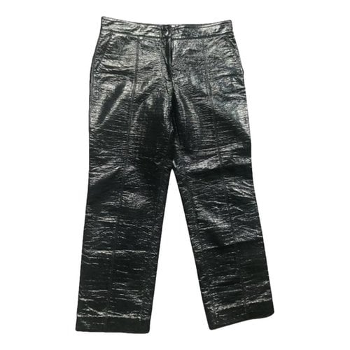 Pre-owned Msgm Vegan Leather Trousers In Black
