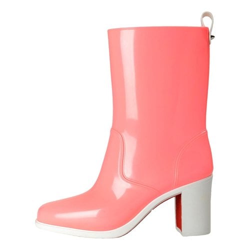 Pre-owned Christian Louboutin Wellington Boots In Pink