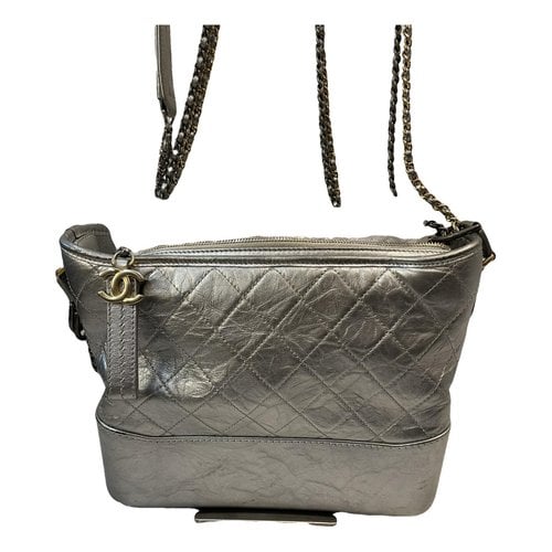 Pre-owned Chanel Gabrielle Leather Crossbody Bag In Silver