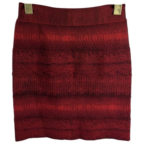 Pre-owned Herve Leger Mini Skirt In Red