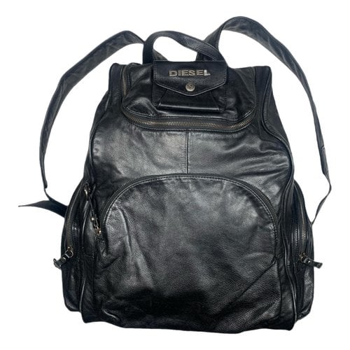 Pre-owned Diesel Leather Backpack In Black