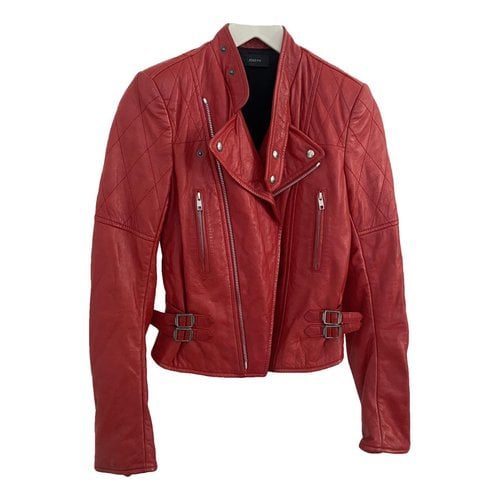 Pre-owned Joseph Leather Short Vest In Red