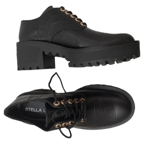 Pre-owned Stella Luna Leather Flats In Black