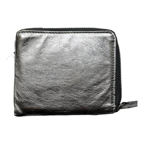 Pre-owned Ann Demeulemeester Leather Card Wallet In Silver