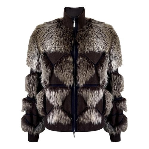 Pre-owned Chanel La Petite Veste Noire Faux Fur Jacket In Brown