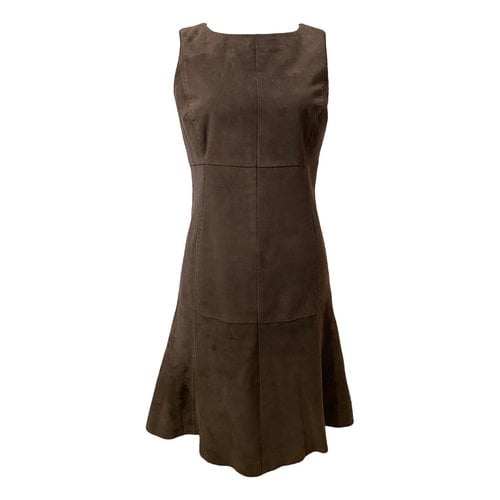 Pre-owned Max Mara Leather Mid-length Dress In Brown