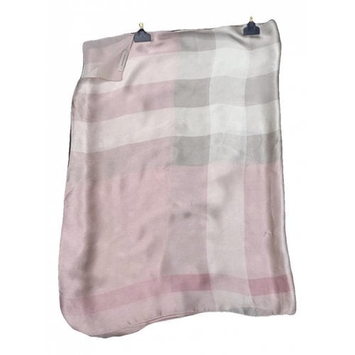 Pre-owned Burberry Silk Scarf In Pink