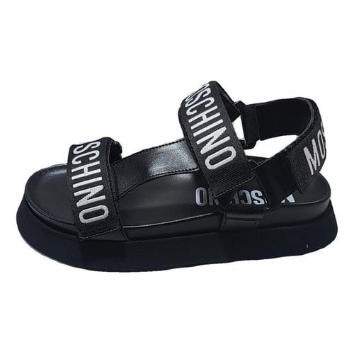 Pre-owned Moschino Leather Sandal In Black