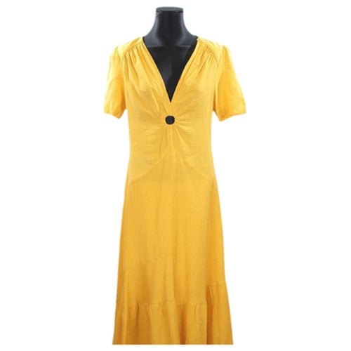 Pre-owned Sandro Wool Dress In Yellow
