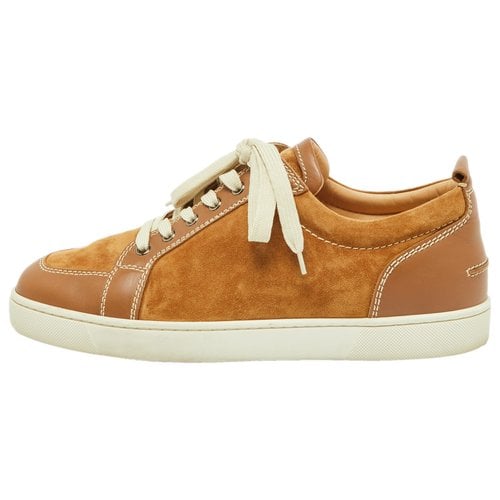Pre-owned Christian Louboutin Leather Trainers In Brown