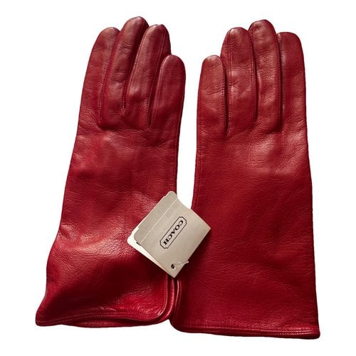 Pre-owned Coach Silk Gloves In Red