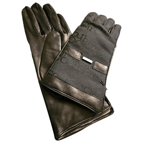 Pre-owned Roccobarocco Leather Gloves In Black