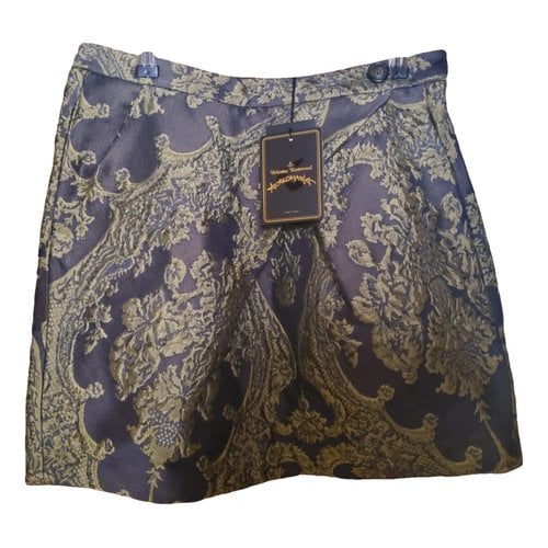 Pre-owned Vivienne Westwood Anglomania Wool Mini Skirt In Gold